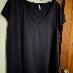 Mta Sport Black V-Neck Short Sleeve athleisure Tee